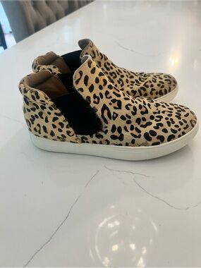 Steve Madden Leopard Print Slip-On Ankle Sneakers - Tan, Black